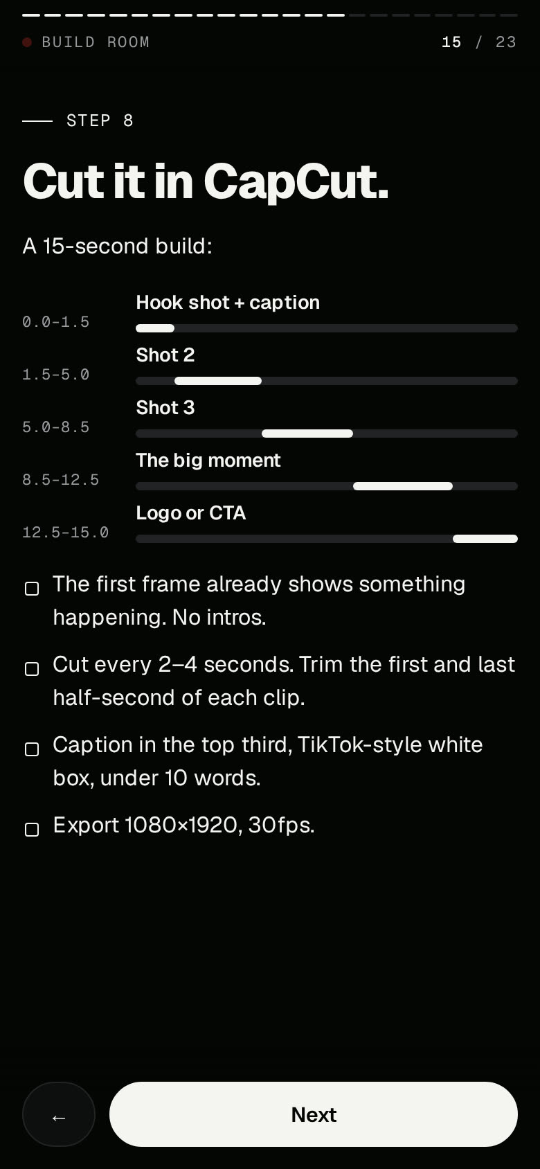 The Viral Ad Build — edit timeline card